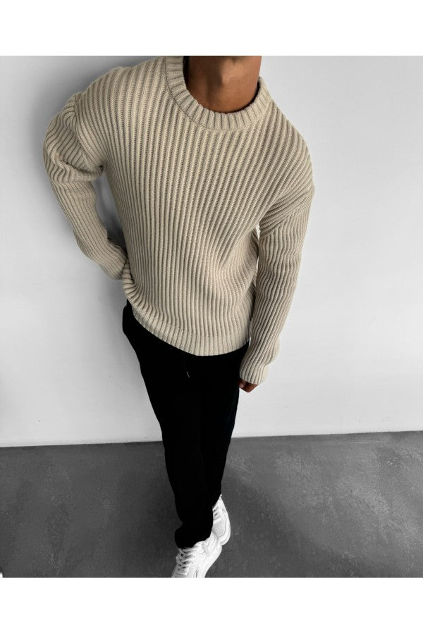 HELVYN “Copenhagen” – Beigefarbener Strickpullover