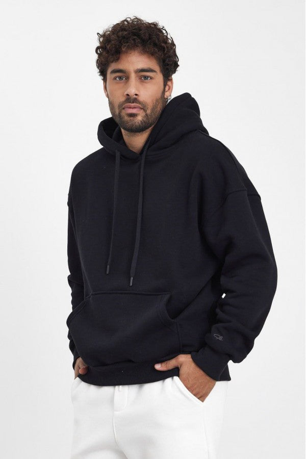 HELVYN “Detroit” – Schwarzer Relax Fit Hoodie