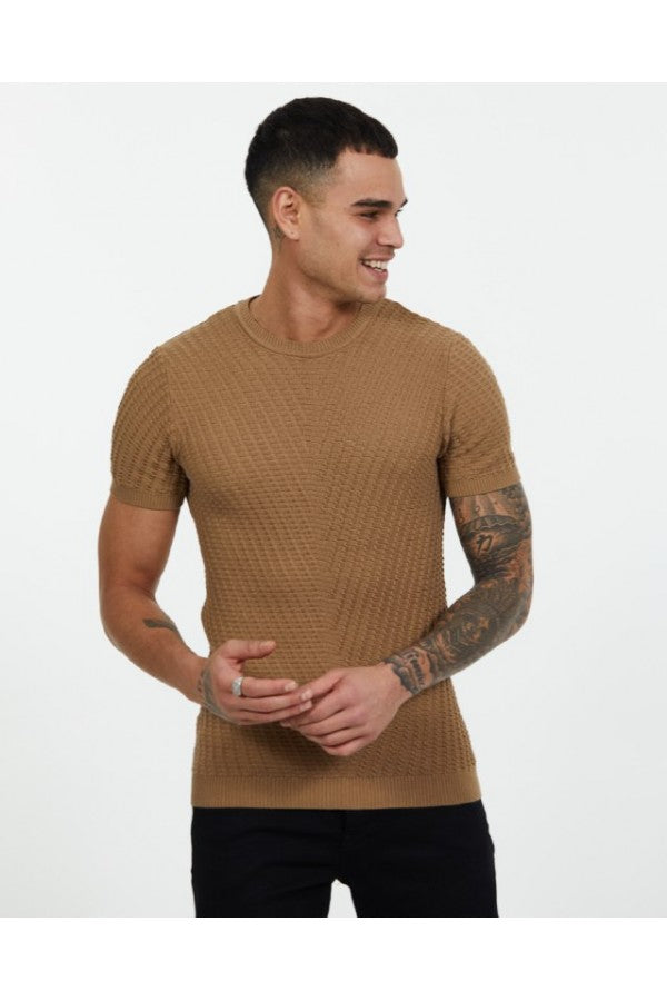 HELVYN “Toscana” – Taba Slim Fit Strickshirt